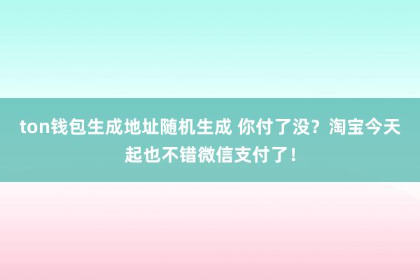 ton钱包生成地址随机生成 你付了没？淘宝今天起也不错微信支付了！