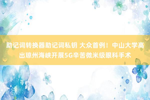 助记词转换器助记词私钥 大众首例！中山大学高出琼州海峡开展5G辛苦微米级眼科手术