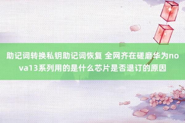 助记词转换私钥助记词恢复 全网齐在磋磨华为nova13系列用的是什么芯片是否退订的原因