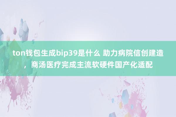 ton钱包生成bip39是什么 助力病院信创建造，商汤医疗完成主流软硬件国产化适配